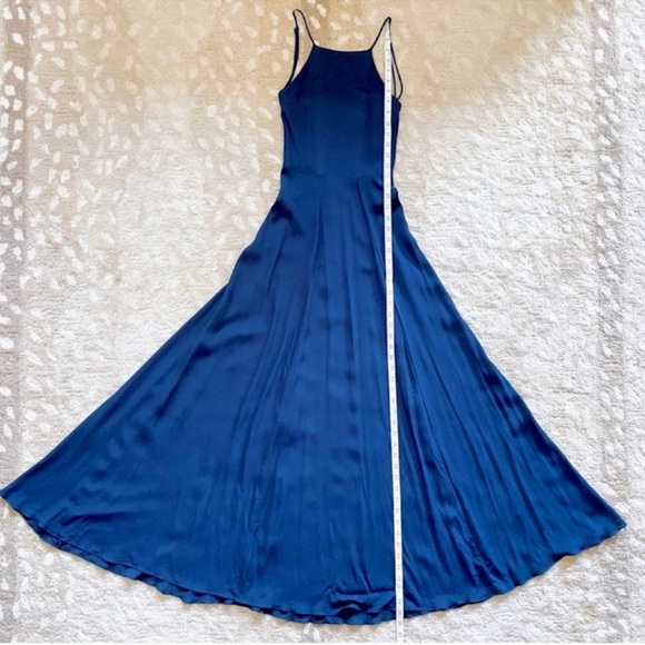 Reformation Noelle Dress Backless Halter Flowing Maxi Dress In Navy Blue Size XS - Picture 10 of 14